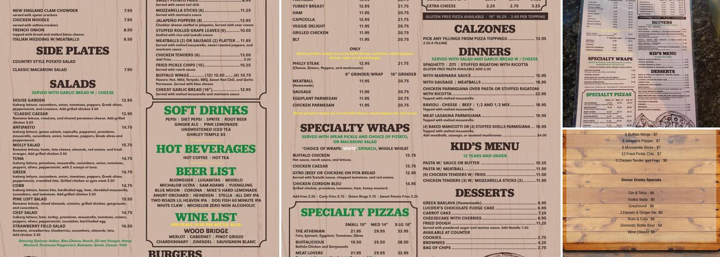 Pineloft Restaurant Menu
