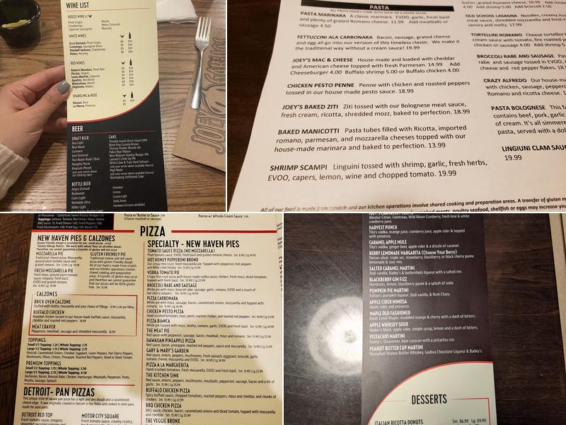 Joey Garlic's Newington Menu