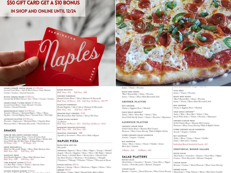 Naples Pizza Menu