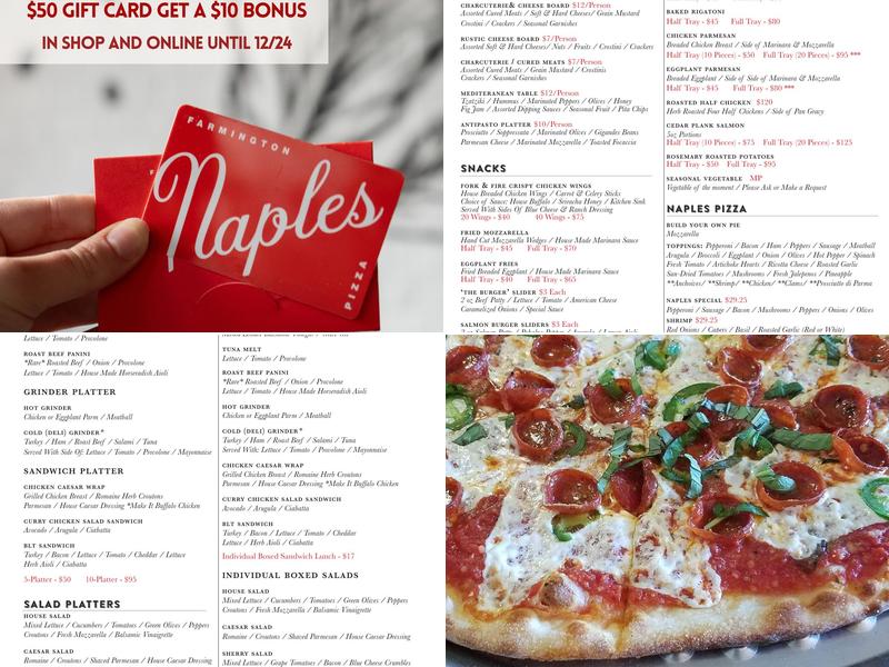Naples Pizza Menu