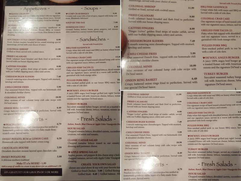 De'Soul Cafe Menu