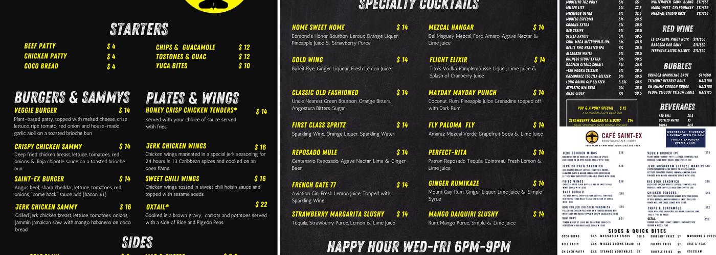 Cafe Saint-Ex Menu