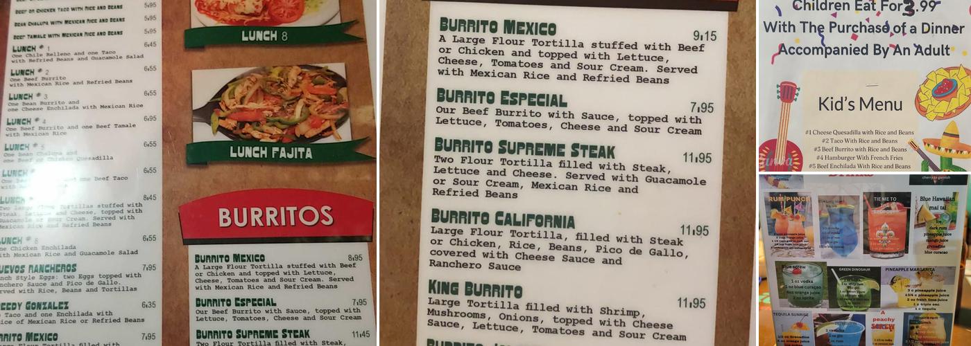 Mexico Lindo Menu