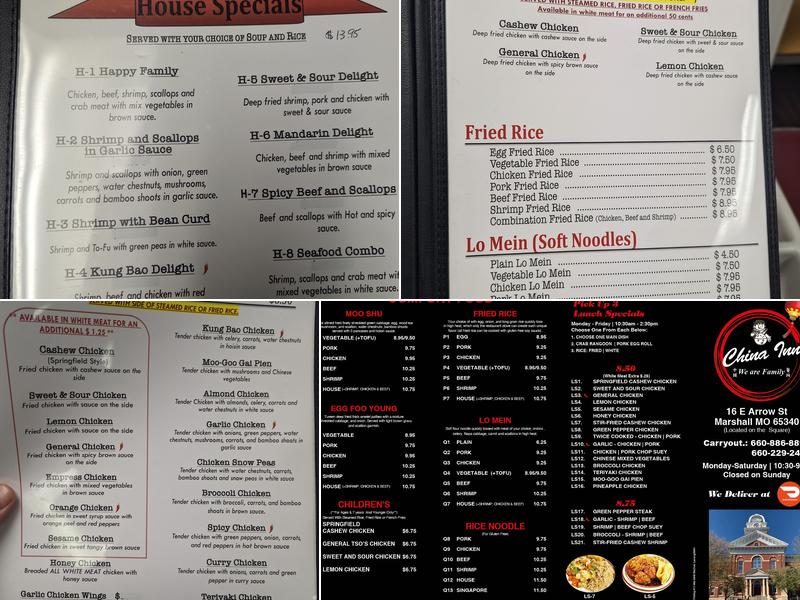 China Inn Restaurant Menu