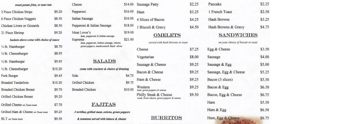 The Garage Menu
