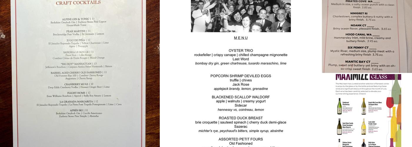 Max's Oyster Bar Menu