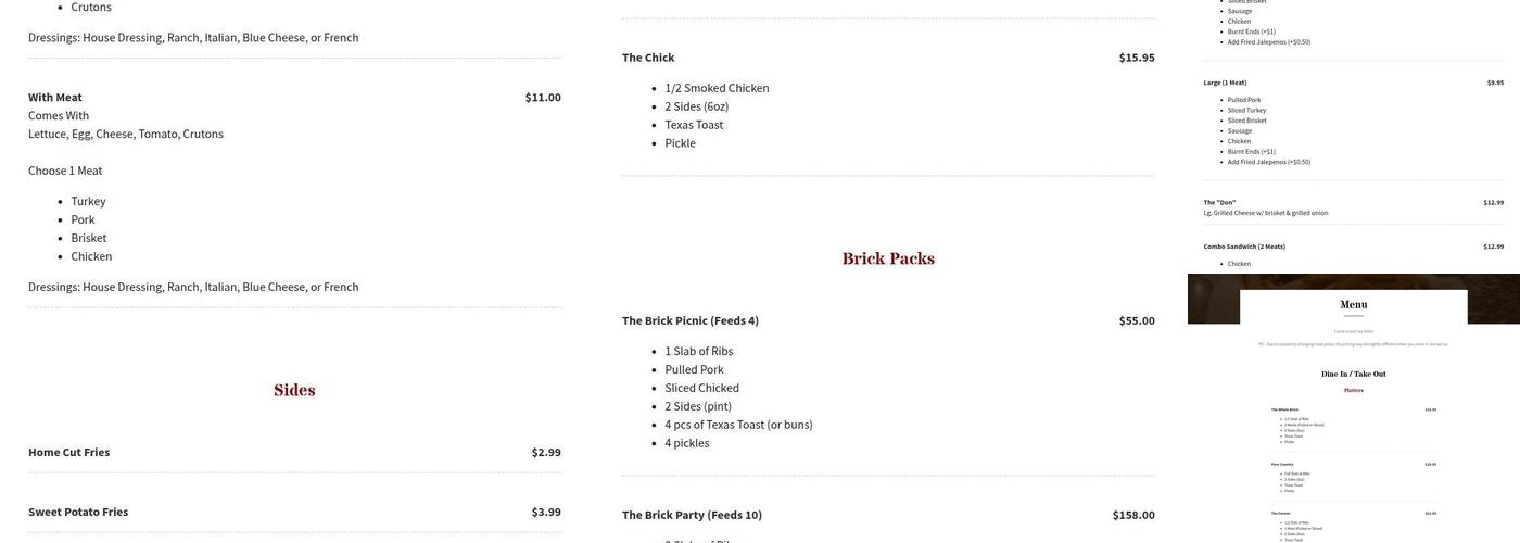 THE BRICK BBQ Menu