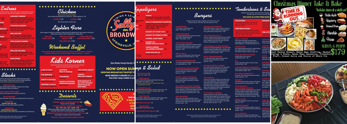 Sally's On Broadway Menu