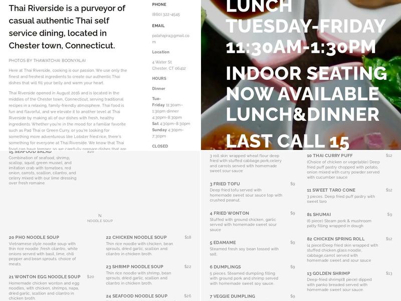 Thai Riverside Menu