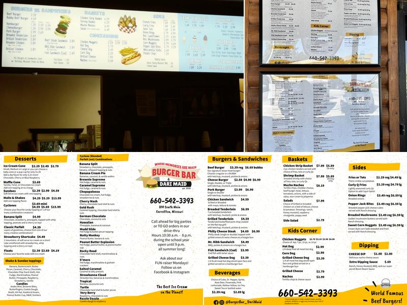 Burger Bar and More Menu