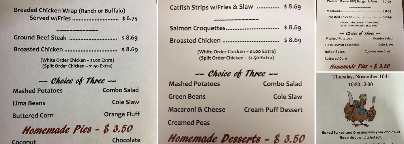 Main Street Restaurant Menu