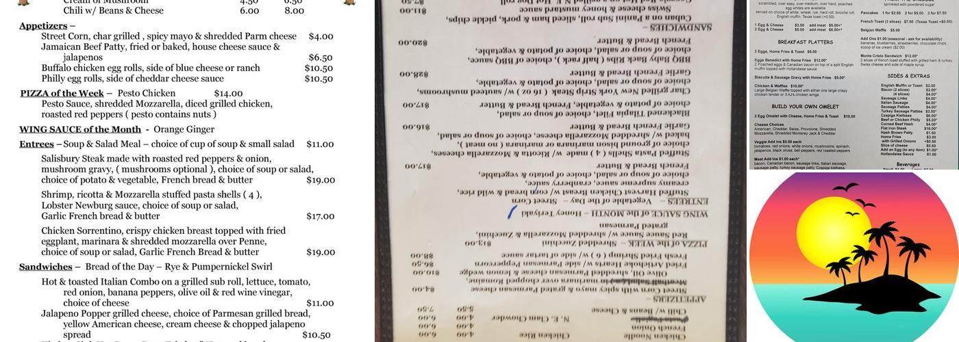 AJ's Oasis Cafe Menu