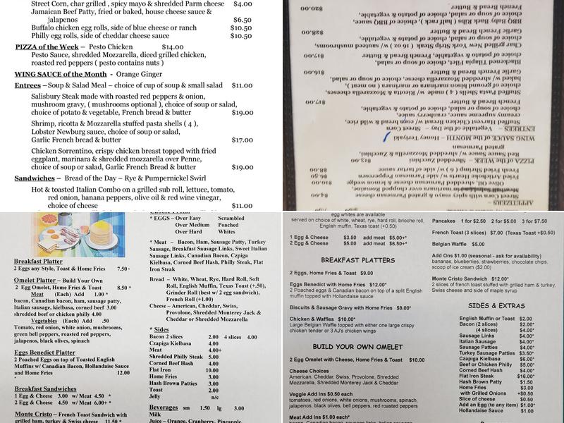 AJ's Oasis Cafe Menu