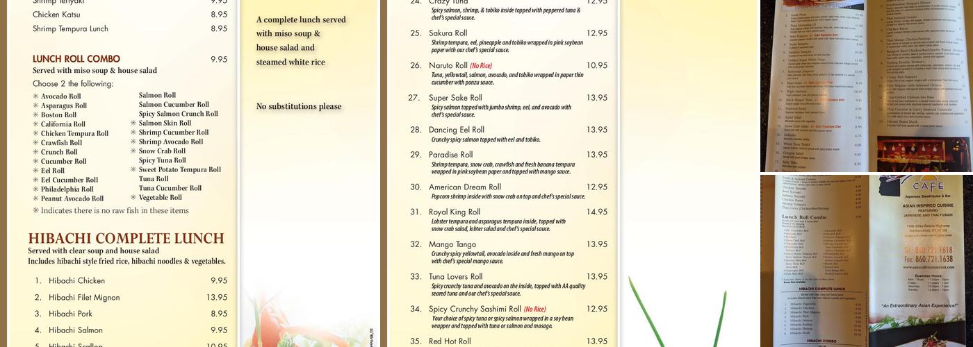 Sake Cafe Menu