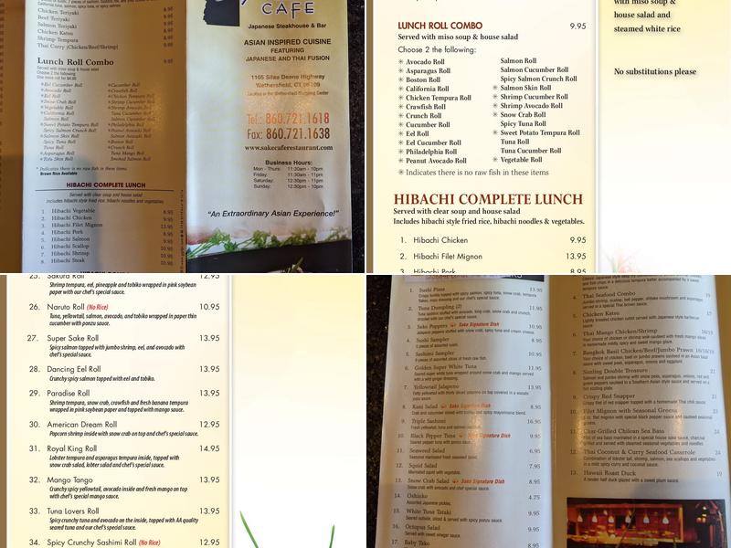 Sake Cafe Menu