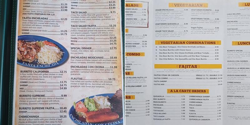 La Rosita Menu