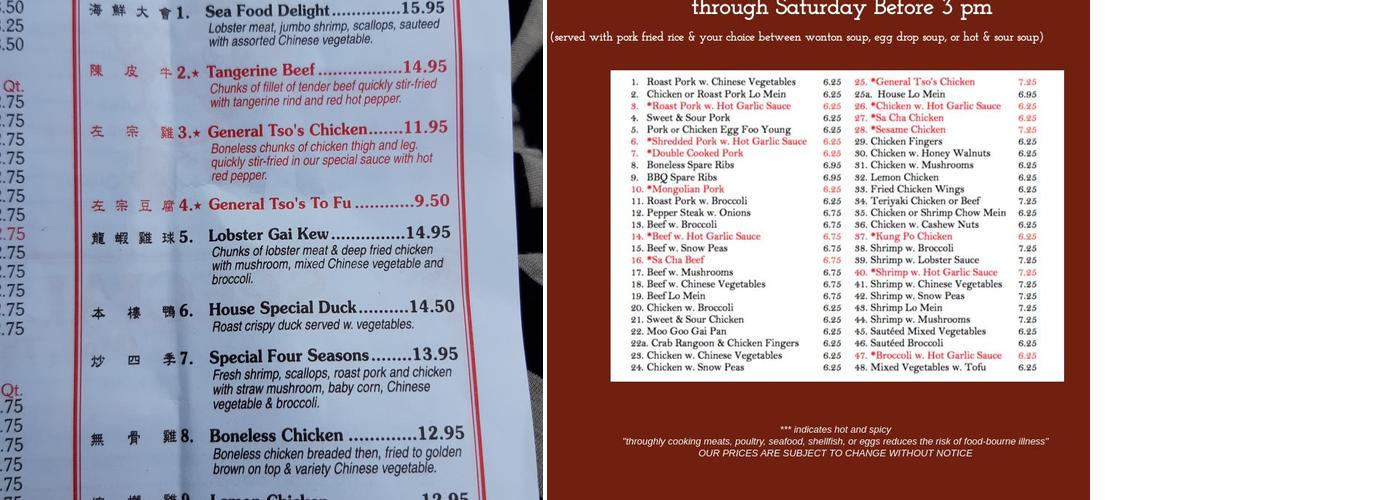 Lee PO Chinese Kitchen Menu