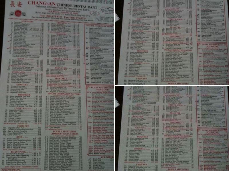 Chang-An Chinese Restaurant Menu