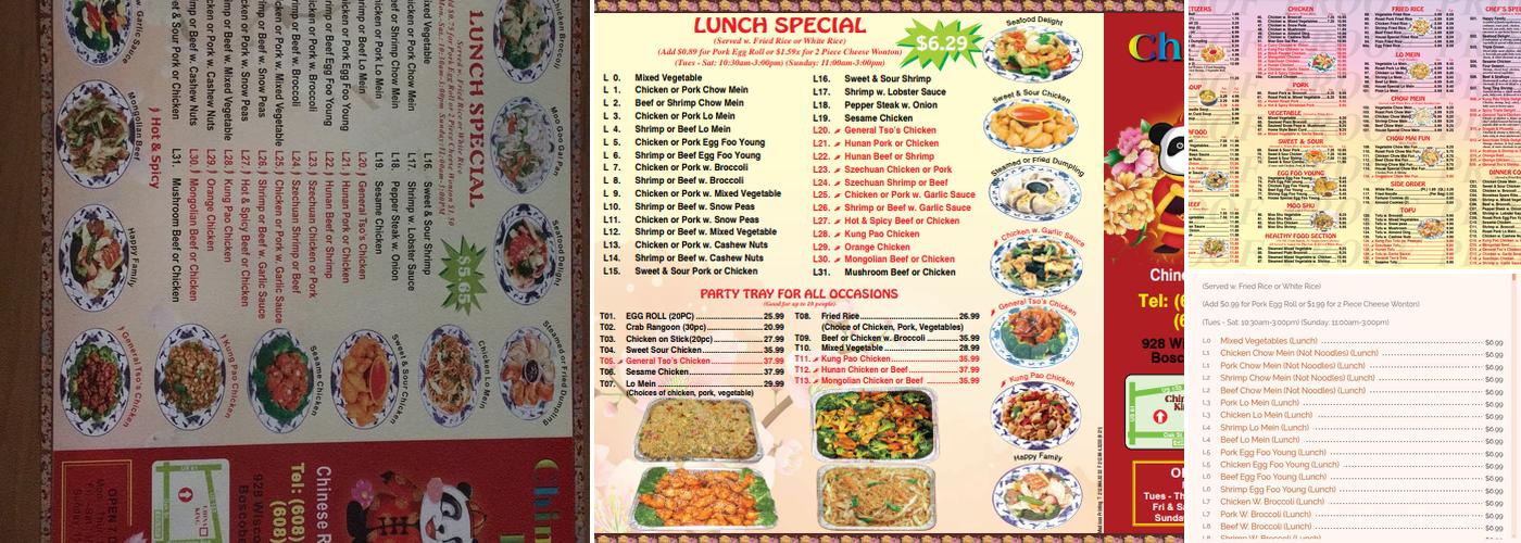 China King Menu