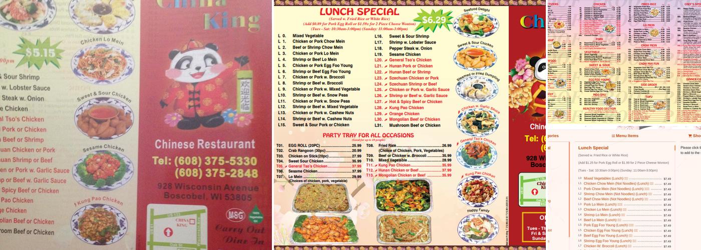 China King Menu