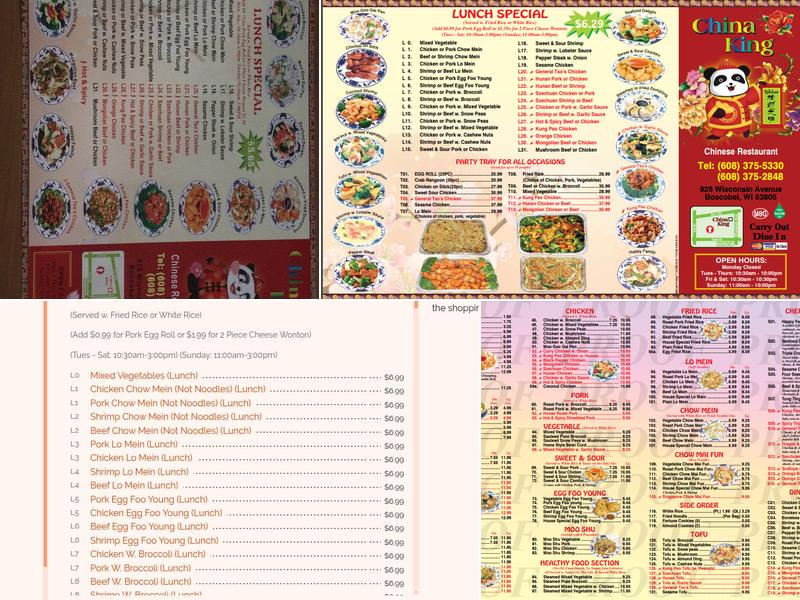 China King Menu