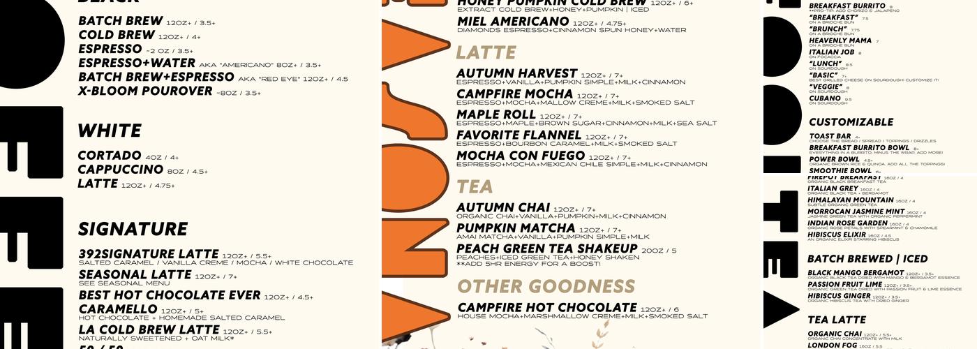 392Caffe Menu