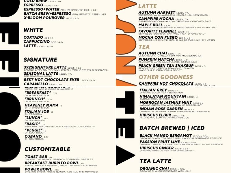392Caffe Menu