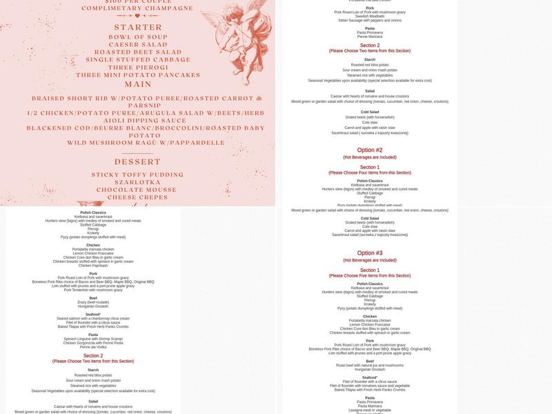 Baltic Restaurant Menu