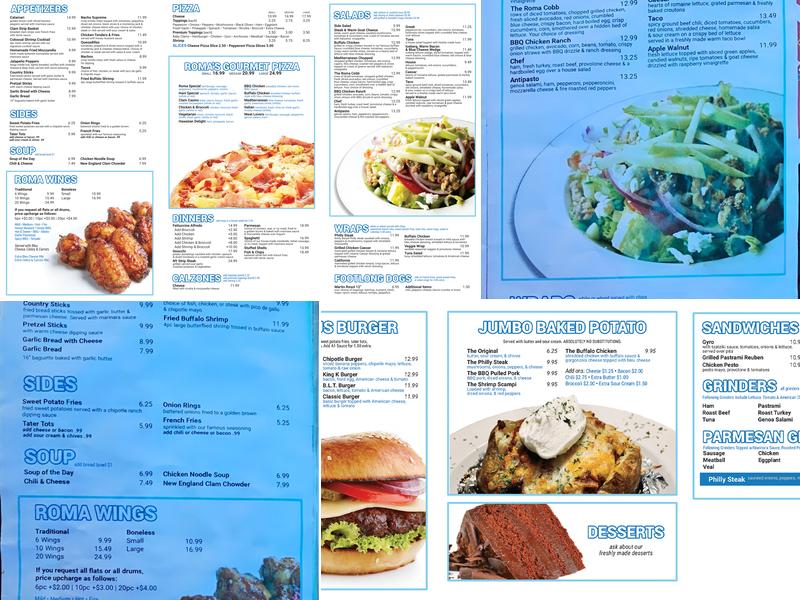 Roma Restaurant Menu