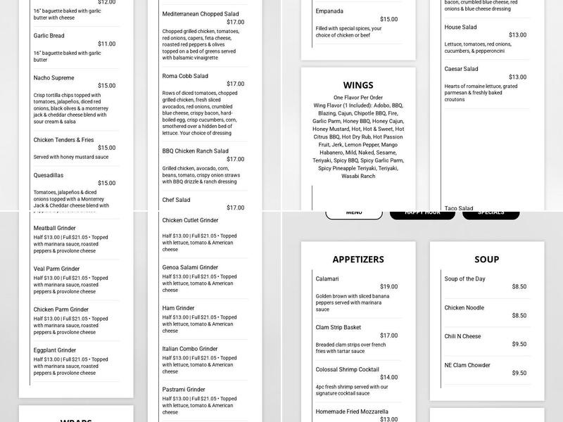 Roma Restaurant Menu