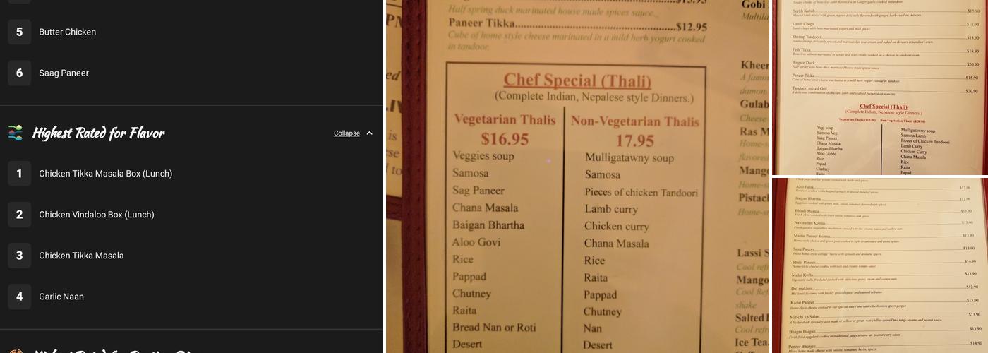 Himalaya Restaurant Menu