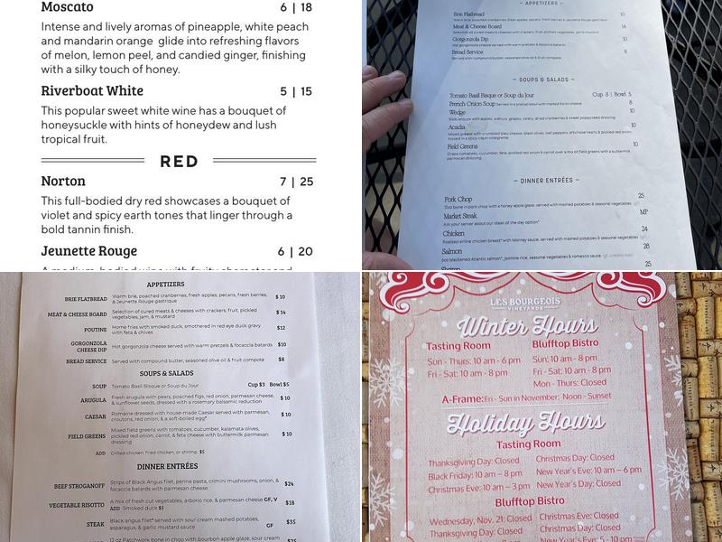 The Bistro on The Blufftop at Rocheport Menu