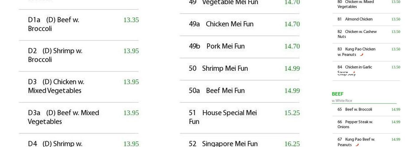 China Cafe Menu
