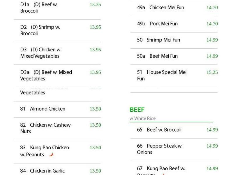 China Cafe Menu