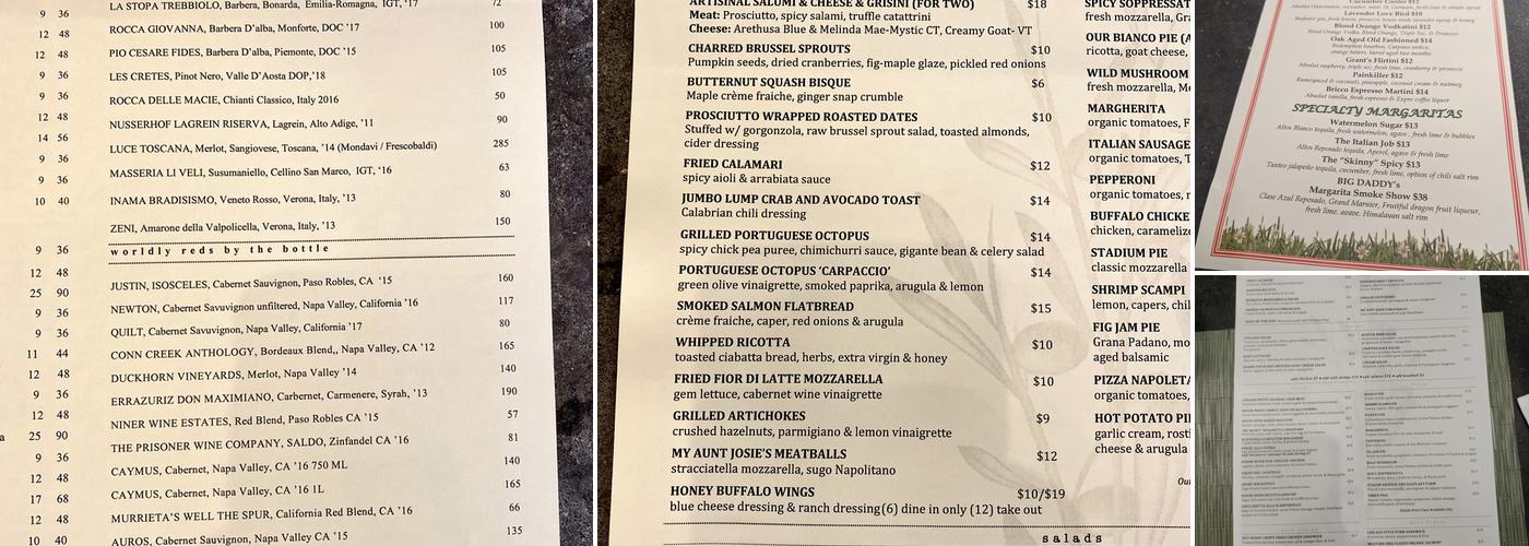 Restaurant Bricco Menu