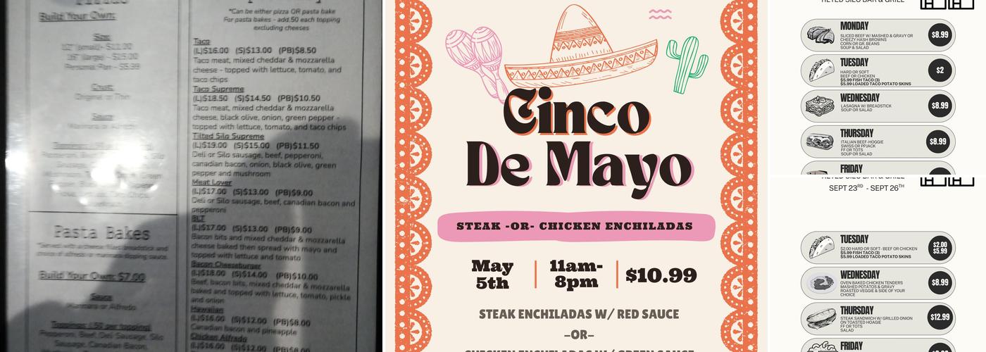 Tilted Silo Bar & Grill - Millennium Banquet Hall Menu