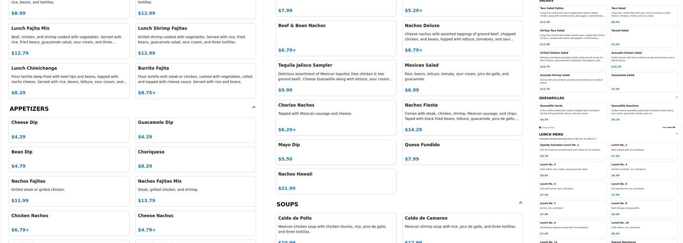 Tequila Jalisco Mexican Restaurant Menu