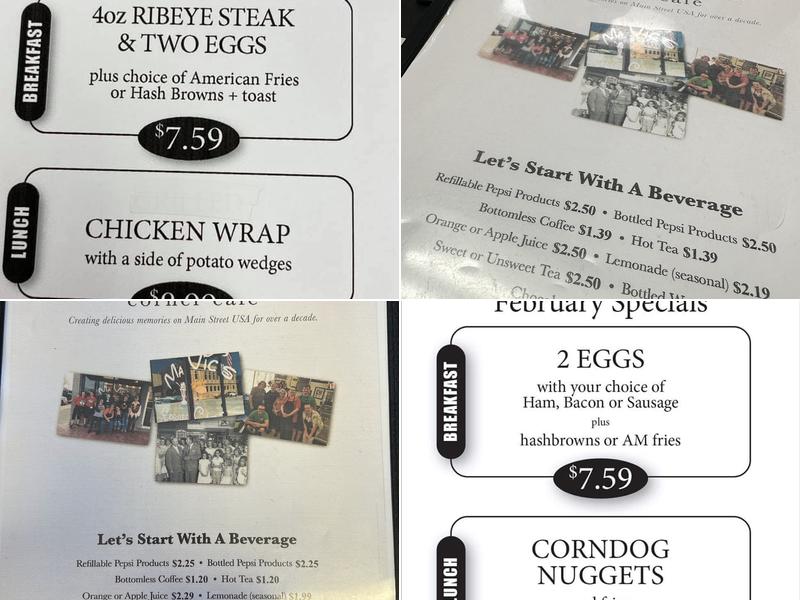 Ma Vic's Corner Cafe Menu