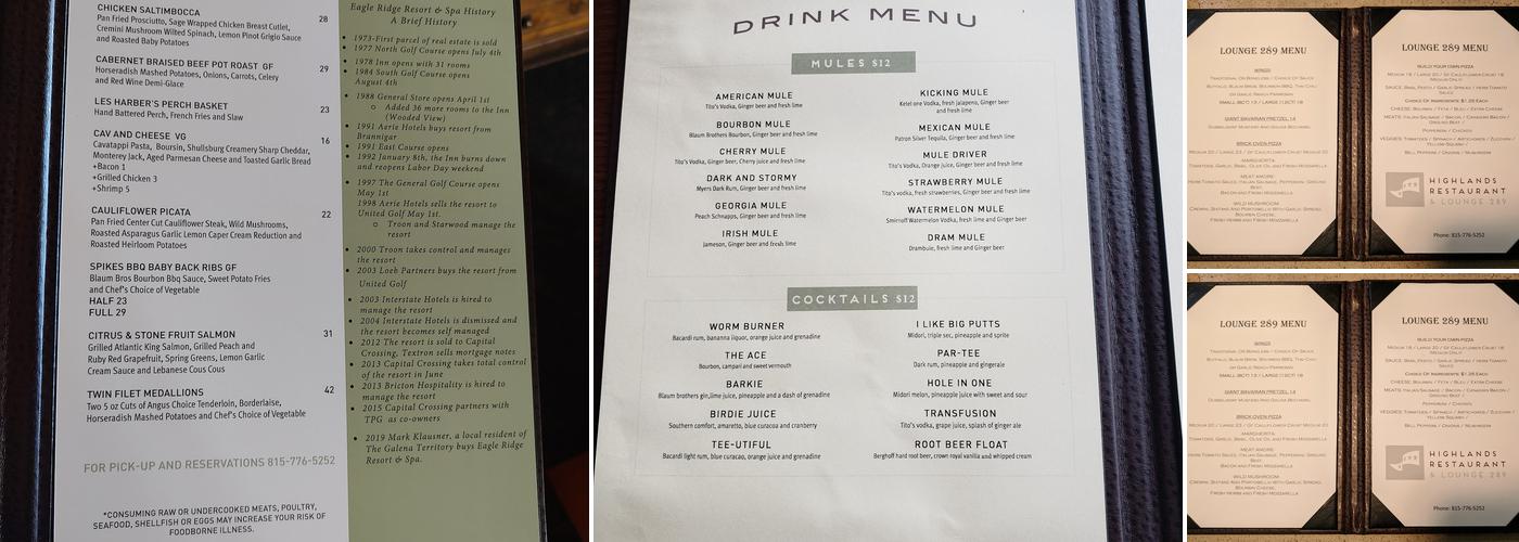 Highlands Restaurant Menu