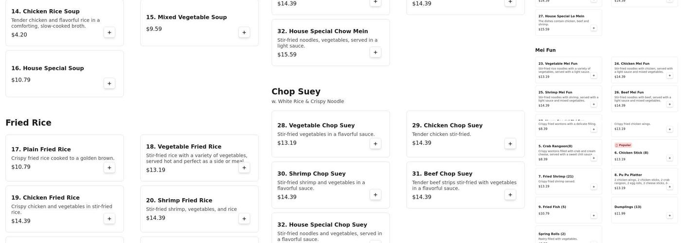 Asian Buffet Menu