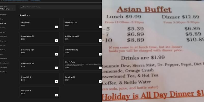 Asian Buffet Menu