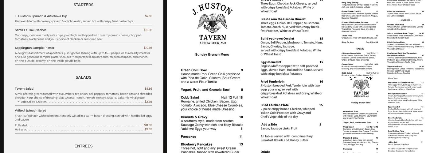 J Huston Tavern Menu
