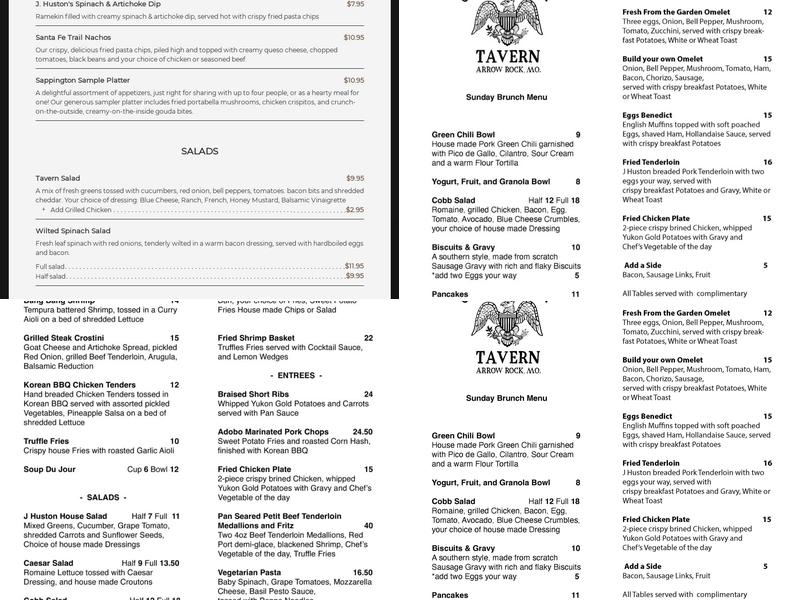 J Huston Tavern Menu