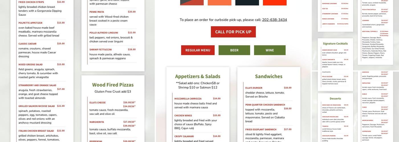 Ella's Wood Fired Kitchen Menu