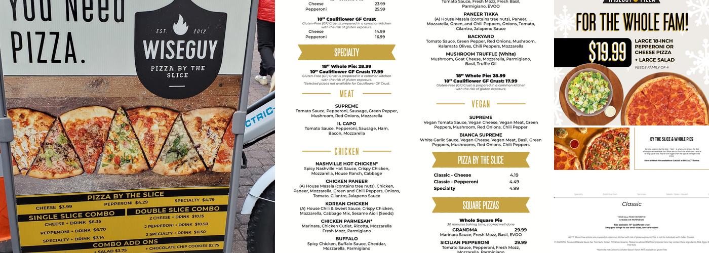 Wiseguy Pizza Menu
