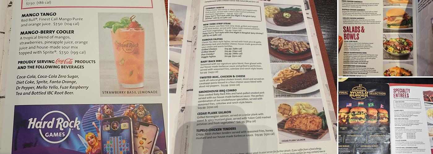 Hard Rock Cafe Menu