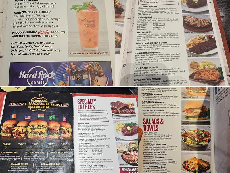 Hard Rock Cafe Menu