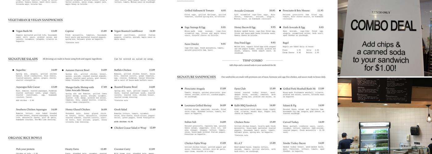 The Best Sandwich Place Menu