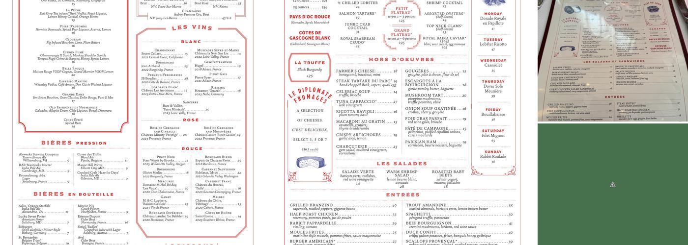 Le Diplomate Menu