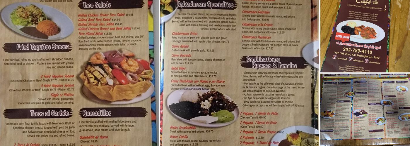 El Rinconcito Café Menu